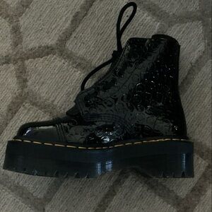 Dr. Martens Black Patent Leather Combat Boots
